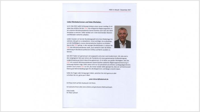 Ein Brief von Peter Lehnert für die Landtagswahl am 08. Mai 2022.  Auch hier unter Aktuelles zum download.